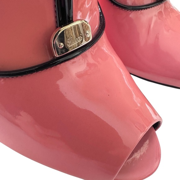 Gucci Archival Newton Patent Leather Peep Toe Platform Heels – Coral - Picture 5 of 8